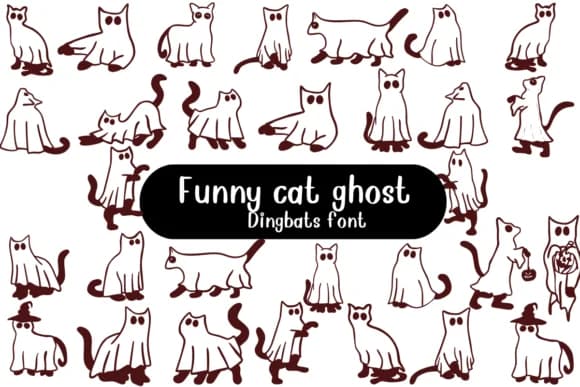 Funny Cat Ghost by Nongyao — Dingbats Font