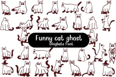 Funny Cat Ghost by Nongyao — Dingbats Font — thumbnail 1