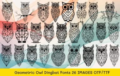 Geometric Owl Dingbats Fonts by MOMAT THIRTYONE — Dingbats Font — thumbnail 1