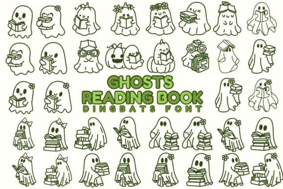 Ghosts Reading Book by Chonada — Dingbats Font