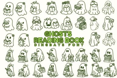 Ghosts Reading Book by Chonada — Dingbats Font — thumbnail 1