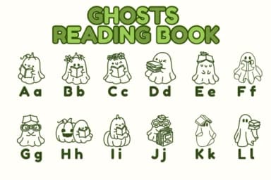 Ghosts Reading Book by Chonada — Dingbats Font — thumbnail 2