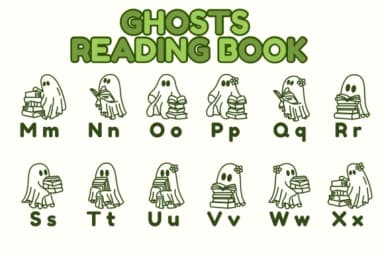 Ghosts Reading Book by Chonada — Dingbats Font — thumbnail 3