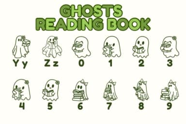 Ghosts Reading Book by Chonada — Dingbats Font — thumbnail 4