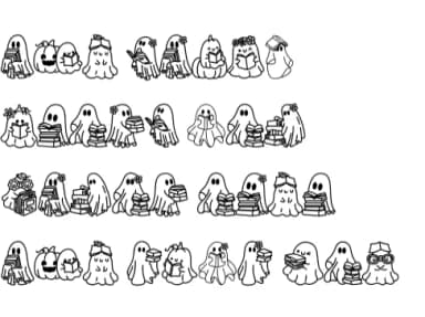 Ghosts Reading Book by Chonada — Dingbats Font — thumbnail 8