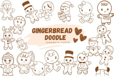 Gingerbread Doodle by Suphitchaya — Dingbats Font — thumbnail 1