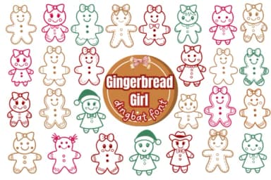 Gingerbread Girl by Pui Art — Dingbats Font — thumbnail 1