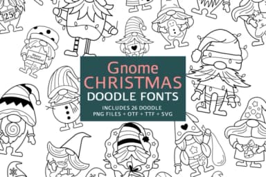 Gnome Christmas Doodle by digitalplannerland — Dingbats Font — thumbnail 1