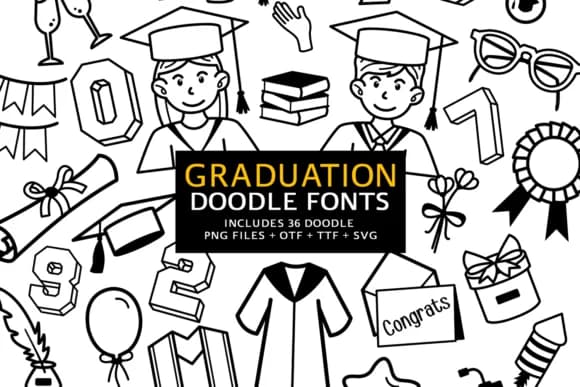 Graduation Doodle by digitalplannerland — Dingbats Font
