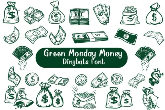 Green Monday Money by Nongyao — Dingbats Font