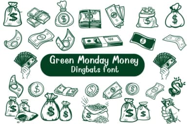 Green Monday Money by Nongyao — Dingbats Font — thumbnail 1