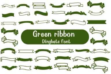 Green Ribbon by Nongyao — Dingbats Font — thumbnail 1