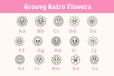 Groovy Retro Flowers by Pui Art — Dingbats Font — thumbnail 6