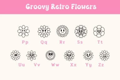 Groovy Retro Flowers by Pui Art — Dingbats Font — thumbnail 7