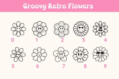 Groovy Retro Flowers by Pui Art — Dingbats Font — thumbnail 8