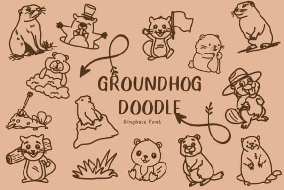 Groundhog Doodle by CHANOK — Dingbats Font