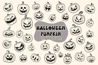 Halloween Pumpkin Doodle by Pui Art — Dingbats Font — thumbnail 1