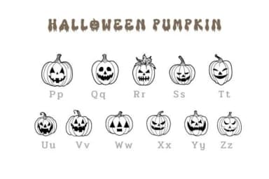 Halloween Pumpkin Doodle by Pui Art — Dingbats Font — thumbnail 3