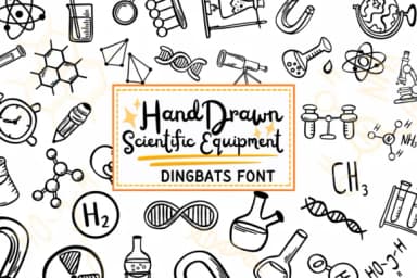 Hand Drawn Scientific Equipment by PraewDesigns — Dingbats Font — thumbnail 1