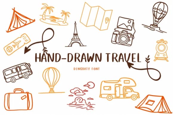 Hand-drawn Travel by CHANOK — Dingbats Font