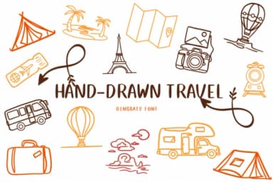 Hand-drawn Travel by CHANOK — Dingbats Font — thumbnail 1