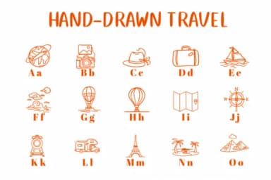 Hand-drawn Travel by CHANOK — Dingbats Font — thumbnail 2