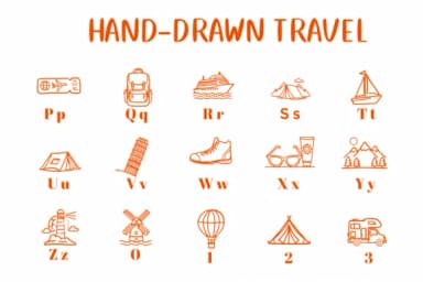 Hand-drawn Travel by CHANOK — Dingbats Font — thumbnail 3