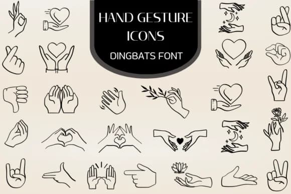 Hand Gesture Icons by Heartcraft Atelier — Dingbats Font