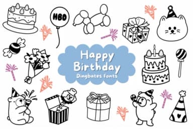 Happy Birthday by Natchuta — Dingbats Font — thumbnail 1
