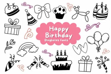 Happy Birthday by Natchuta — Dingbats Font — thumbnail 1