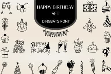 Happy Birthday Set by Heartcraft Atelier — Dingbats Font — thumbnail 1