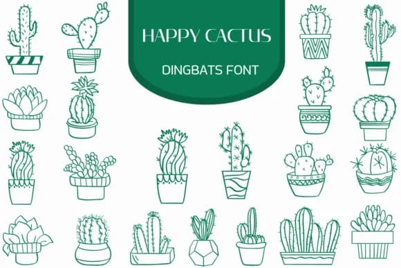 Happy Cactus by Heartcraft Atelier — Dingbats Font