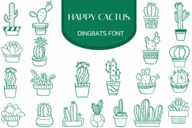 Happy Cactus by Heartcraft Atelier — Dingbats Font — thumbnail 1