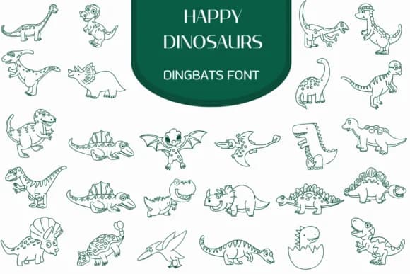 Happy Dinosaurs by Heartcraft Atelier — Dingbats Font