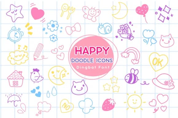 Happy Doodle Icons by Pui Art — Dingbats Font