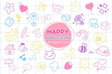 Happy Doodle Icons by Pui Art — Dingbats Font — thumbnail 1