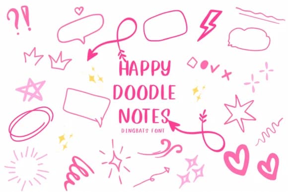 Happy Doodle Notes by CHANOK — Dingbats Font
