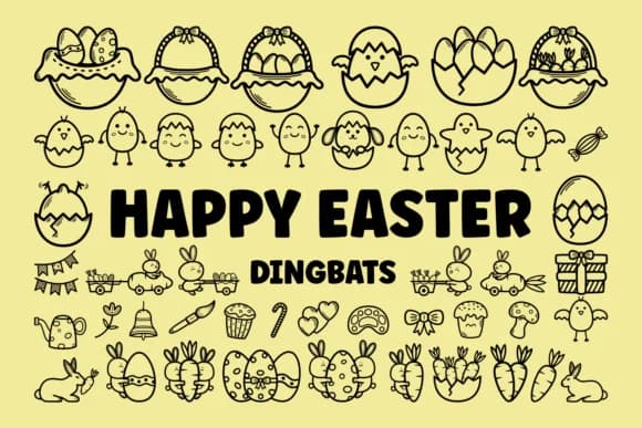 Happy Easter Dingbats by Feri (7NTypes) — Dingbats Font