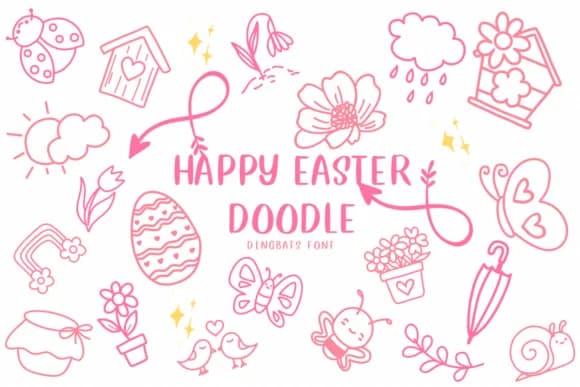 Happy Easter Doodle by CHANOK — Dingbats Font