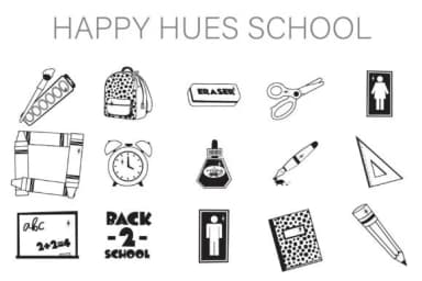 Happy Hues School Dingbats by Illustration Ink — Dingbats Font — thumbnail 1