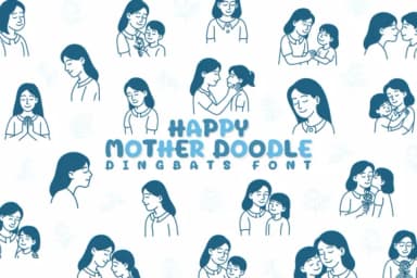 Happy Mother Doodle by Chonada — Dingbats Font — thumbnail 1
