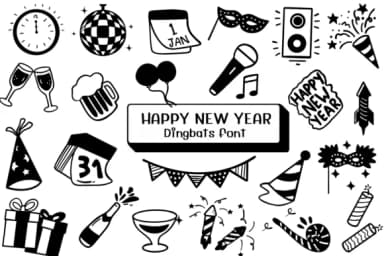 Happy New Year by Ketsarin — Dingbats Font — thumbnail 1