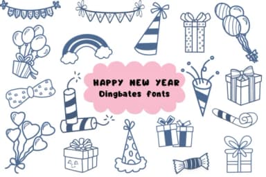 Happy New Year by Natchuta — Dingbats Font — thumbnail 1