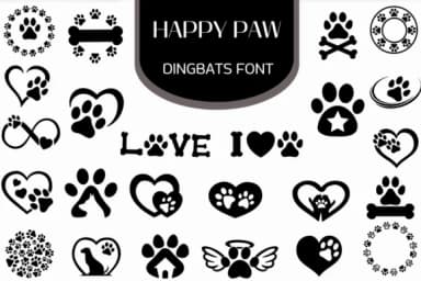 Happy Paw by Heartcraft Atelier — Dingbats Font — thumbnail 1