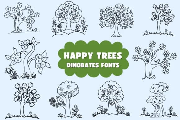 Happy Trees by Natchuta — Dingbats Font
