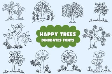 Happy Trees by Natchuta — Dingbats Font — thumbnail 1