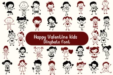 Happy Valentine Kids by Nongyao — Dingbats Font — thumbnail 1