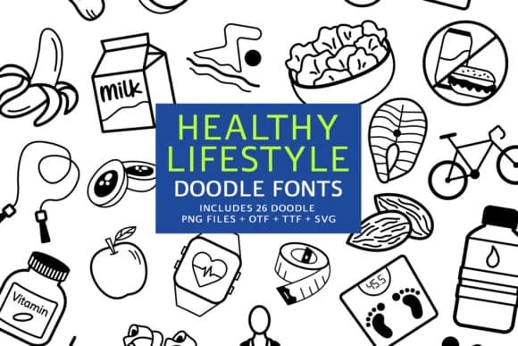 Healthy Lifestyle by digitalplannerland — Dingbats Font