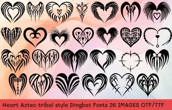 Heart Aztec Tribal by MOMAT THIRTYONE — Dingbats Font
