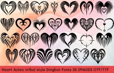 Heart Aztec Tribal by MOMAT THIRTYONE — Dingbats Font — thumbnail 1